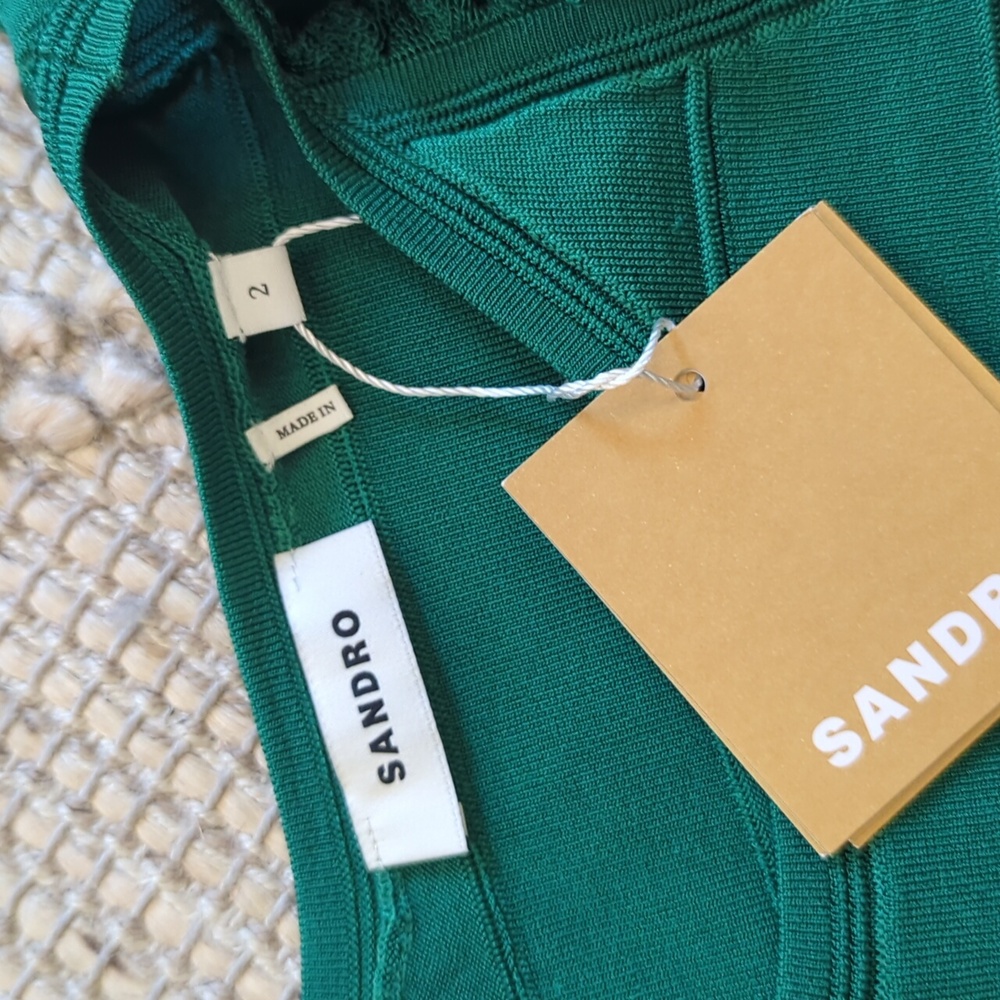 NWT Sandro Green Knit Crop Top - Size Small - Picture 6 of 6